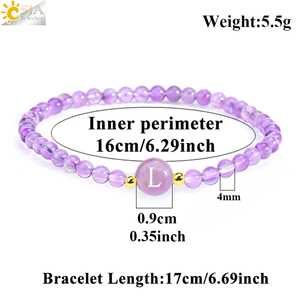 CSJA-Bracelet à bijoux en cristal de quartz rose de guérison, avec perles en pierre naturelle de 4mm, lettres initiales, pour femmes, H362 - Product Image 6