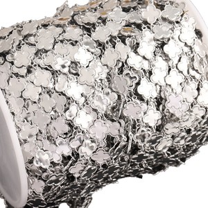 Chaîne trèfle à quatre feuilles en acier inoxydable pour la fabrication de bracelets, accessoire de bijouterie H1726 - Product Image 5