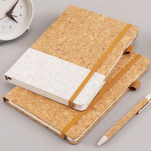 Custom Logo Cross-Border Environmental Protection Soft Wood Grain Stitching Notebook <b>Wheat</b> Straw A5 Notebook <b>Pack</b> Strap - Product Image 5