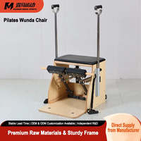 Chaise de stabilité Pilates en bois d'hévéa, structure robuste, revêtement en microfibre épaisse, ressorts améliorés pour studio de yoga, entraînement à domicile