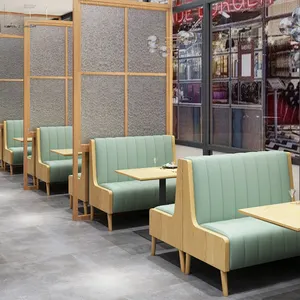 Commercial Use Wood Frame Pu Fabric Upholstery Pub Restaurant Furniture Double Side Seating Booths Dining Sofa