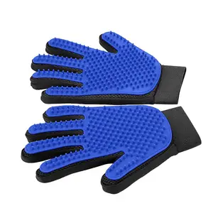 Efficient Silicone Pet Dog Grooming Cleaning Gloves Cat Brushes Hair Remover Mittens For Gentle Shedding