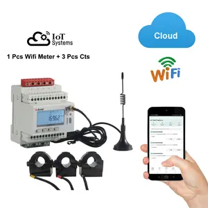 Acrel ADW300 fase pengukur kwh pintar wifi dengan MQTT RS485 Modbus-rtu dipasangkan 3 buah sistem pemantauan energi sensor arus AC 300