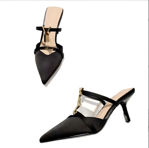 <span class=keywords><strong>Sandali</strong></span> da donna Source Factory Poplar Forest Baotou Half-tow, nuovi per l'estate 2025, con punta a punta, strass, <span class=keywords><strong>tacco</strong></span> alto, senza cinturino posteriore, in PU, stile francese - Product Image 5