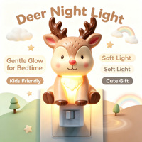 Veilleuse LED Mignonne Renne en Résine à Brancher, Lampe Murale de Noël pour Décoration de Chambre d'Enfant, Vente en Gros et Personnalisation