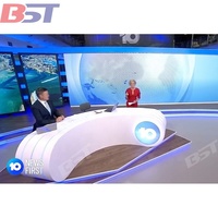 Table de diffusion en forme d'arc blanche personnalisée pour équipement de radiodiffusion radio-télévisée, bureau de nouvelles télévisées