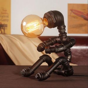Creative Robot Style Desk <b>Lamp</b> Vintage Industrial Water Pipe Light for Bedside <b>Table</b> Nightstand Bar Restaurant Cafe - Product Image 3