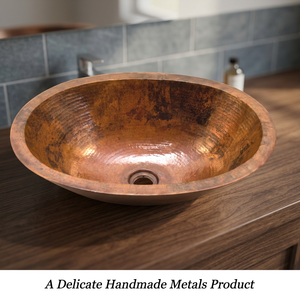 Lavabo Ovalado de Cobre Duradero Delicate Metals DS-150 con Acabado Cobre Antiguo de 40CM, Hecho en India para Baños de Lujo - Product Image 4