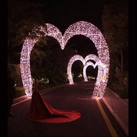 Décoration de lumières de mariage éclairées par LED, arches en forme de cœur