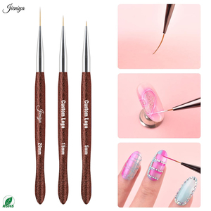 Meilleures ventes : Ensemble de 3 pinceaux <span class=keywords><strong>liner</strong></span> fins à poils en nylon et manche en plastique <span class=keywords><strong>marron</strong></span> brillant, pour le nail art et le gel polish - Product Image 3
