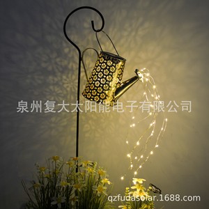 Solar Watering Can <b>Light</b> Led Garden Lamp With Flower Pattern <b>Projection</b> Outdoor Decorative Lighting - Product Image 1