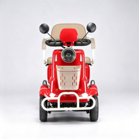 Scooter électrique à quatre roues à faible vitesse avec phares LED, double siège, pour personnes âgées, avec panier avant