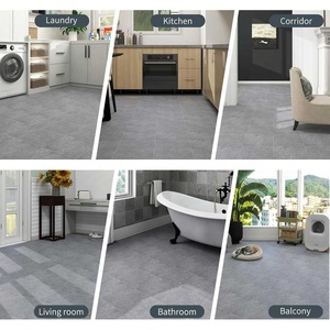 Autocollant de sol auto-adhésif pour intérieur, épaisseur 1,2 mm, 60 x 60 <span class=keywords><strong>cm</strong></span>, imitation <span class=keywords><strong>bois</strong></span>, marbre, vinyle gris, autocollant de sol en PVC auto-adhésif - Product Image 4