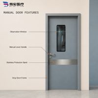 Porte anti-panique intérieure moderne en acier inoxydable, ignifugée, à battant libre, pour hôpital, hall d'observation, appartement, en fibre de verre, bien étanche