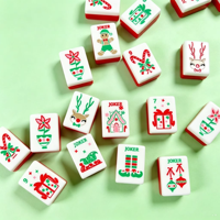 Ensemble de mahjong américain de luxe sur le thème de Noël rouge Holly Jolly, 160 pièces, 4 joueurs, table en acrylique pliable, durable et portable