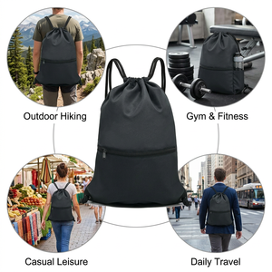 Custom Drawstring Backpack 47cm Personalized Cinch Sack Gym <b>Bag</b> Front Zip Pocket Sublimation DIY Outdoor Hiking Travel 4 Colors - Product Image 5