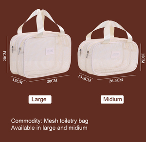 Mesh double-layer <b>toiletry</b> bag large capacity handheld makeup bag multi-functional partition travel cosmetics <b>storage</b> bag - Product Image 6