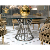 Ensemble de meubles de Table à manger avec chaise, design de luxe, en verre trempé, en métal, personnalisé, Oem, pièces