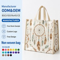 Sac cadeau non tissé holographique dégradé arc-en-ciel avec logo personnalisé, laminage métallique laser, réutilisable, écologique, pour fêtes d'enfants, sac de courses