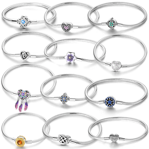 <span class=keywords><strong>Bracelet</strong></span> Fin Original en Argent 17-20CM avec Cœur Attrape-Rêves Papillon Plaqué Or pour Bricolage Perles Bijoux Femme - Product Image 1