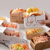 Caja de cartón moderna superventas para llevar, para panadería, desayuno, sándwiches de huevo, con tapa, laminación brillante/mate