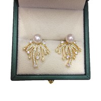 Boucles d'oreilles en perles d'eau douce de haute qualité SHDIYAYUN, exquises, pour femmes, double port, avec zircon, feux d'artifice, vente en gros