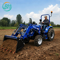Tracteur agricole compact 4x4 à moteur diesel, petit tracteur agricole avec attache de chargeur frontal pour l'agriculture et la construction