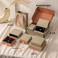 Boîte de rangement à bijoux rectangulaire texturée rose brique, deux pièces, couvercle ciel-terre, avec tiroir en éponge, emballage en gros en stock