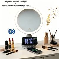 Miroir de maquillage avec haut-parleur, chargeur sans fil, support de téléphone, lumière LED, bruit blanc, gadget de bureau