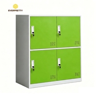 Casier de rangement moderne en acier, options multicolores, ignifuge, écologique, durable, armoire métallique à 4 portes pour école, gymnase, dortoir