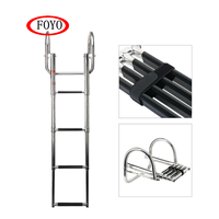 Échelle d'Accès Arrière en Acier Inoxydable Premium FOYO Marine à 4 Marches, Escalier de Quai pour Bateau Fabriqué dans le Fujian pour Piscine, Yacht