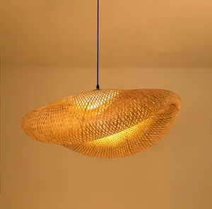 Donut Shaped Bamboo Hanging Lamp Rattan Pendant Lamp Asian Style Weaving Hanging Lamps Restaurant Home Decor Lighting Fixtures