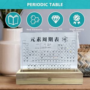 Exhibidor <span class=keywords><strong>de</strong></span> <span class=keywords><strong>la</strong></span> <span class=keywords><strong>Tabla</strong></span> <span class=keywords><strong>Periódica</strong></span> <span class=keywords><strong>de</strong></span> Acrílico con 83 Muestras Reales y Retroiluminación LED, Base <span class=keywords><strong>de</strong></span> Madera Maciza, Personalizable, Clásico, Independiente - Product Image 4