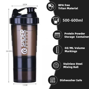 Bình lắc protein thể thao phòng gym 3 ngăn đựng bột, bán trực tiếp từ nhà máy, in logo theo yêu cầu - Product Image 2