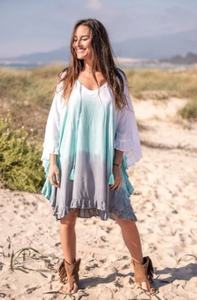 Tela de rayón suave con degradado para mujer, Túnica de caftán con escote y borla - Product Image 2