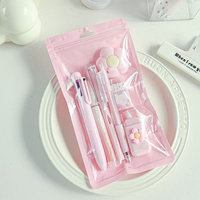 Lot de 7 kits de papeterie en gros : coupe-papier, ruban correcteur, stylo gel – Ensemble portable pour étudiants, bureau et école