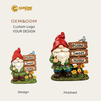 Patung Kurcaci Model Resin Berkualitas Tinggi Dilukis Tangan, Figur Gnome Menggemaskan, Hadiah Peresmian Rumah/Pernikahan