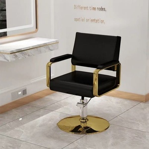 Chaise de salon en cuir, chaise de barbier réglable avec accents métalliques pour salons de coiffure - Product Image 1