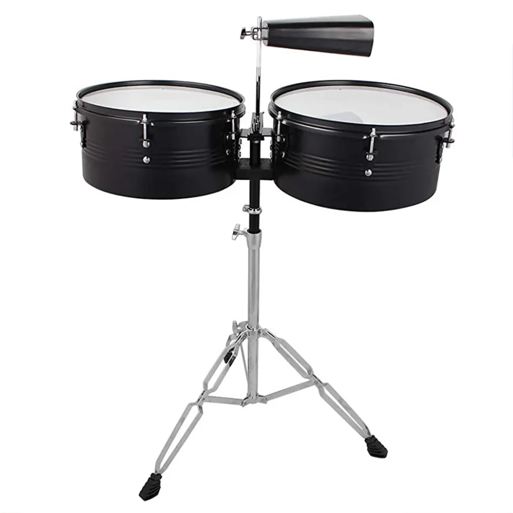 Timbal drum set 13" 14" with black color latin percussion with cow bell