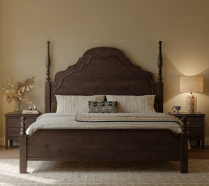 Fabrikant directe levering van moderne luxe hotel slaapkamer meubels set massief hout 5 sterren hotel standaard bedframe paneel - Product Image 2