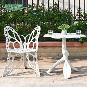 Set di Tavoli e Sedie da <span class=keywords><strong>Esterno</strong></span> in Lega di Alluminio con <span class=keywords><strong>Design</strong></span> a Farfalla in Stile Europeo Creativo per Hotel e Cortili - Product Image 3