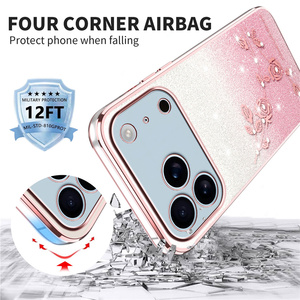 เคสโทรศัพท์แบบนิ่มไล่ระดับสีติดเพชรสำหรับ iPhone 17/17 pro/ 17 Air/17 promac/ 16E/16pro/ 16 +/15โครเมียมใส - Product Image 3