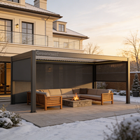 Pérgola de Aluminio para Exteriores con Techo de Láminas, Impermeable, Kits de Pérgola para Jardín
