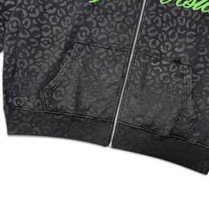 Sudadera con capucha para hombre, negra, estilo vintage, con estampado de leopardo, con cremallera, personalizada, de alta calidad, extragrande, para venta al por mayor - Product Image 5