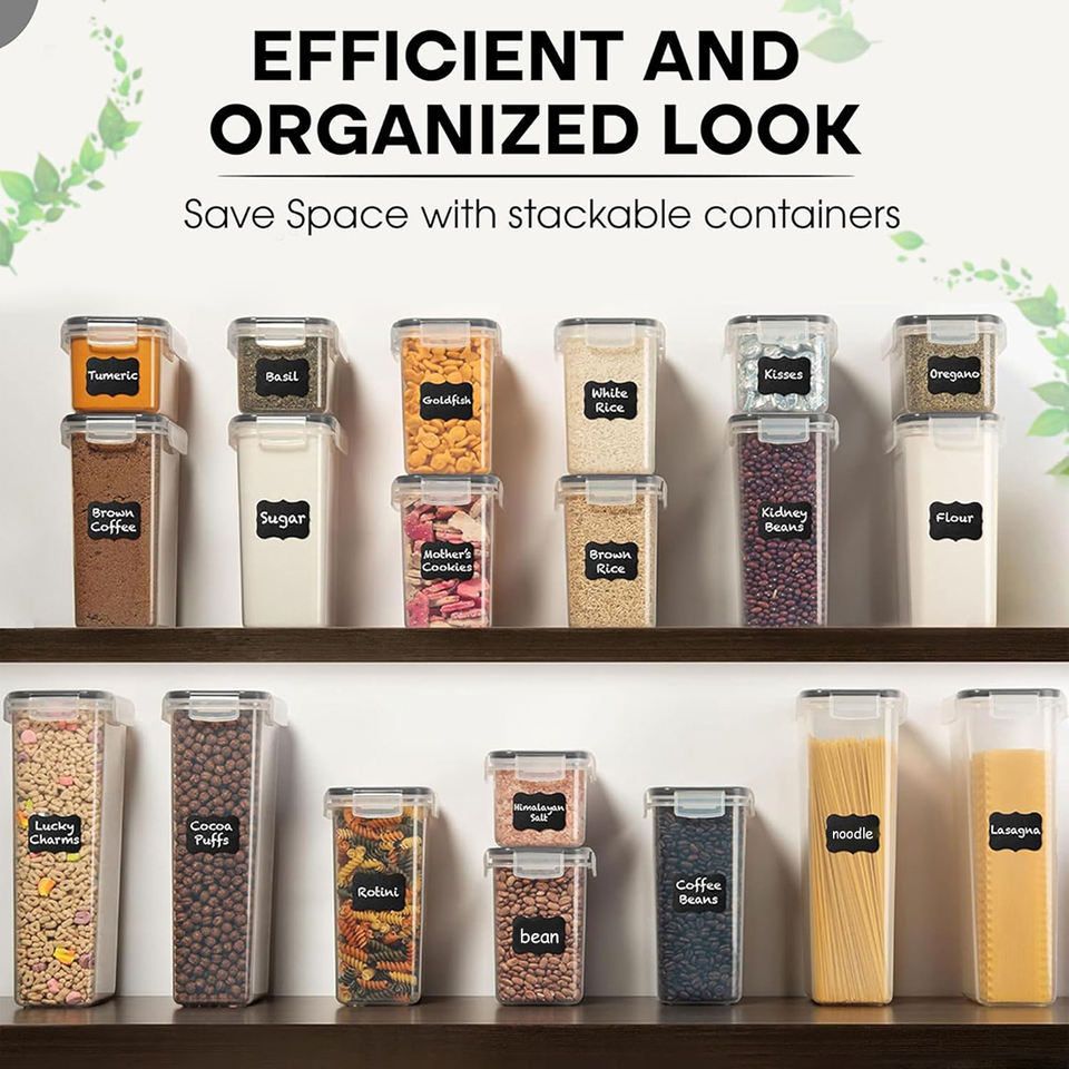 Transparent Containers For Kitchen Clear Cereal Container Set for Kitchen Pantry Pasta Noodles Rice Grains ...