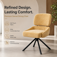 Chaise de salle à manger pivotante en cuir PU de qualité supérieure, dossier flottant, design ouvert, siège baquet, base étoile en métal, rotation 360° °   Hôtel Restaurant Café
