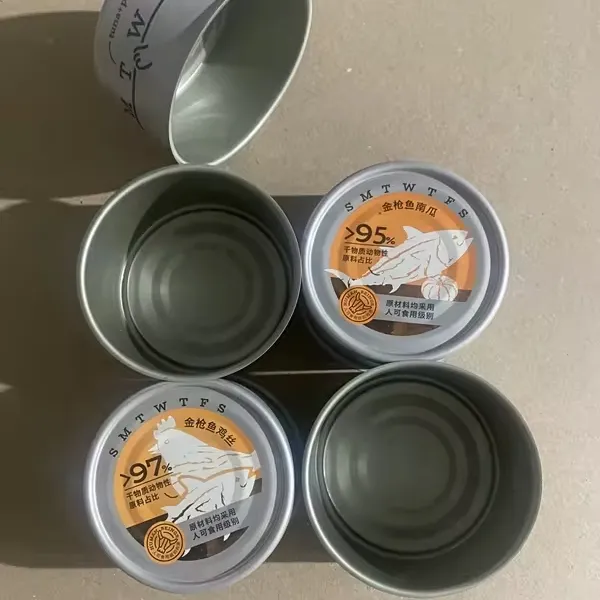 Großhandel Top Qualität runde Zinnplatten Zinndosen aus Metall für Kaviar / Thunfisch / Obstverpackung leere Fleischdose mit leicht zu öffnenden Deckeln