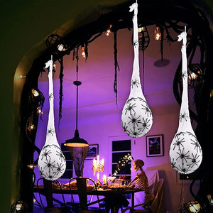 DAMAI Halloween Spider Web LED Lights and Spider Egg Decorations Set Garden Porch Ornaments for Halloween Party Decorations - Product Image 2