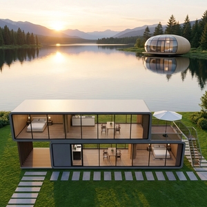 Pergola Esterna Modulare per Terrazza, Casa Prefabbricata Apple Cabin Completa con <span class=keywords><strong>2</strong></span> Bagni, <span class=keywords><strong>2</strong></span> Camere da Letto, <span class=keywords><strong>2</strong></span> Soggiorni e Cucina - Product Image 2
