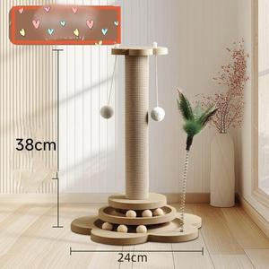 ที่ลับเล็บแมวแบบออลอินวัน ทำจากไม้ทรงสี่เหลี่ยมทันสมัย สำหรับใช้ในบ้าน ทนทาน ไม่หลุดลอก พร้อมโครงปีนป่ายและเสาสำหรับแมว - Product Image 4